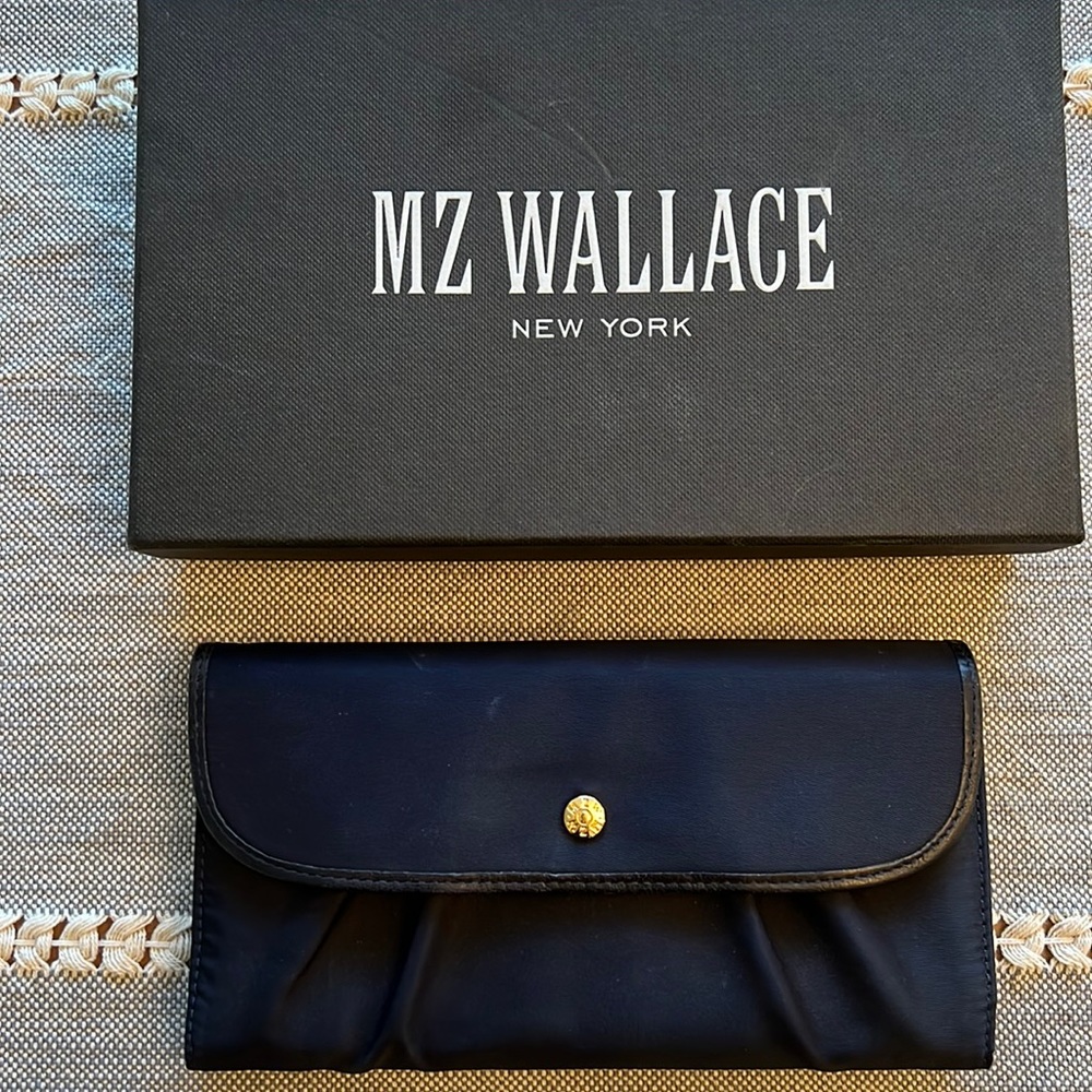 MZ Wallace Helena Wallet Dawn Navy with Gold Hardware